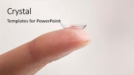 Presentation with vision lens - Amazing slides having contact lens on female finger backdrop and a sky blue colored foreground