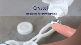  Presentation with contact lens - Slide set having optical tweezers - contact lens on female finger background and a sky blue colored foreground