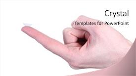  Presentation with contact lens - Cool new slides with contact lens on finger isolated on white backdrop and a white colored foreground