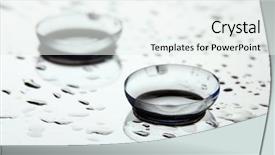  Presentation with contact lens - Slide deck consisting of happy hipster man speaking over smart phone and drinking delicious orange cocktail handsome man in jeans shirt looking away background and a gray colored foreground