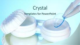  Presentation with blue - Presentation theme featuring contact lenses in containers background and a cool aqua colored foreground