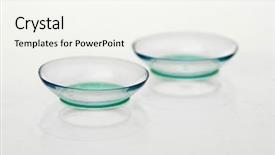  Presentation with lens flare on white - Slide set having contact lenses isolated on white background and a sky blue colored foreground