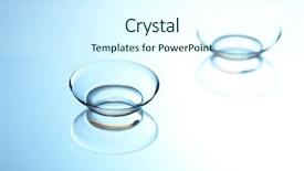 Presentation with contact lens - Cool new presentation theme with contact lenses on blue background backdrop and a cool aqua colored foreground