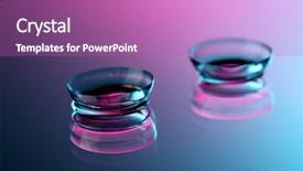  Presentation with blue pink - Amazing PPT theme having contact lenses on pink-blue backdrop and a coral colored foreground
