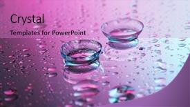  Presentation with pink blue - PPT theme consisting of contact lenses on pink-blue background and a lilac colored foreground