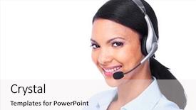  Presentation with bullseye center goal success business - Cool new presentation theme with contact person - call center operator business woman backdrop and a white colored foreground