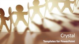  Presentation with doll paper - Colorful presentation enhanced with contact person - team of paper doll people backdrop and a coral colored foreground