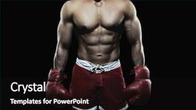  Presentation with boxer - Colorful PPT layouts enhanced with contact sports - boxer wearing a glove backdrop and a black colored foreground