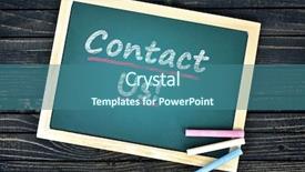  Presentation with chalk board - PPT layouts with contact us text on school board and chalk background and a ocean colored foreground