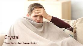  Presentation with role play woman and man - PPT theme consisting of contagious - young ill man covered background and a lemonade colored foreground