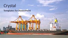  Presentation with container ship - Audience pleasing presentation design consisting of container cargo freight industrail ship backdrop and a light blue colored foreground