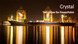  Presentation with container ship - Beautiful PPT theme featuring shipping industry - container cargo freight industrial ship backdrop and a wine colored foreground