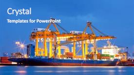  Presentation with import export - Presentation theme having container cargo freight ship background and a teal colored foreground