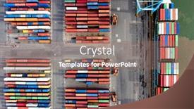  Presentation with global cargo - PPT theme consisting of container-cargo-ship-import-export background and a coral colored foreground