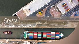  Presentation with global cargo - Colorful PPT theme enhanced with container-cargo-ship-import-export backdrop and a coral colored foreground