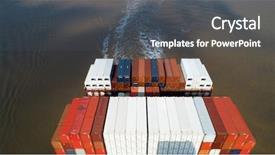  Presentation with export transportation - Theme enhanced with container cargo ship in import background and a dark gray colored foreground