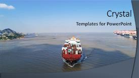  Presentation with export transportation - Slide deck consisting of container cargo ship in import background and a light blue colored foreground