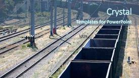  Presentation with railway infrastructure - PPT theme enhanced with container freight stations - railway cars at the station background and a ocean colored foreground