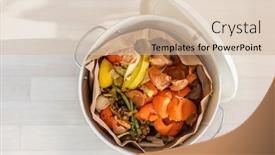  Presentation with food waste - PPT theme with container-full-of-domestic-food background and a lemonade colored foreground