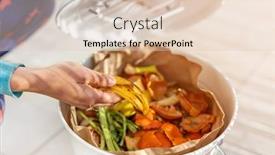  Presentation with food waste - Colorful slide set enhanced with container-full-of-domestic-food backdrop and a lemonade colored foreground