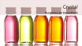  Presentation with oils - Colorful presentation enhanced with container glass - bottles with essential oils isolated backdrop and a lemonade colored foreground