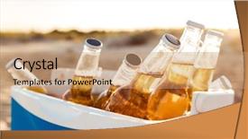  Presentation with bottles - Slide set consisting of container handling - close up of beer bottles background and a coral colored foreground