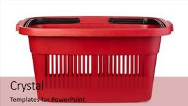  Presentation with container - Beautiful slide deck featuring container handling - empty shopping basket isolated backdrop and a crimson colored foreground