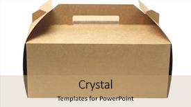  Presentation with banoffee pie cake on white - PPT layouts enhanced with container handling - takeaway cake box on white background and a coral colored foreground