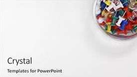  Presentation with container - Cool new slide set with container of push pins backdrop and a  colored foreground