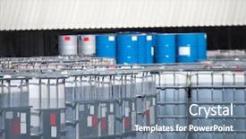  Presentation with drums - Slide deck consisting of container on a chemical storage background and a seafoam green colored foreground