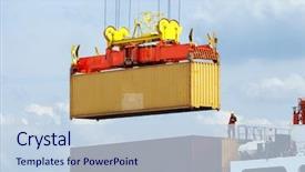  Presentation with bulk carrier container ship - Presentation design featuring container on a ship background and a sky blue colored foreground