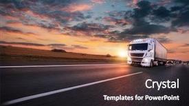  Presentation with cargo transportation - PPT theme consisting of container on highway cargo transportation background and a dark gray colored foreground