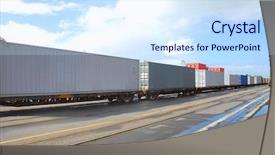  Presentation with container ship - Colorful presentation enhanced with container on rail to ship backdrop and a sky blue colored foreground