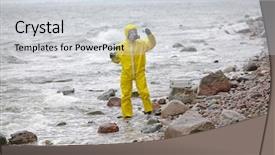  Presentation with rocky shore - Slide deck enhanced with container on rocky sea ocean background and a light gray colored foreground