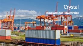  Presentation with container port - Audience pleasing slides consisting of measuring the word pain backdrop and a sky blue colored foreground