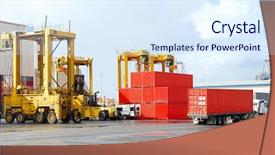  Presentation with shipyard - Cool new presentation theme with container port - cargo cranes at the shipyard backdrop and a sky blue colored foreground