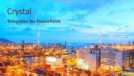  Presentation with highways - Audience pleasing presentation consisting of container port - cargo terminal and highways backdrop and a cyan colored foreground