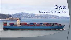  Presentation with bulk carrier container ship - PPT theme featuring container ship blue background and a  colored foreground