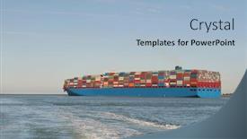  Presentation with container ship - Audience pleasing theme consisting of container-ship-heading-out backdrop and a light blue colored foreground