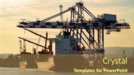  Presentation with container port - Cool new PPT theme with container-ship-in-a-port backdrop and a coral colored foreground