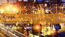  Presentation with container ship - Colorful presentation theme enhanced with container ship in the port backdrop and a gold colored foreground