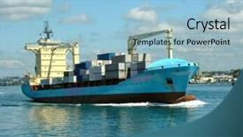  Presentation with container ship - Amazing presentation theme having container ship is sailling into harbor backdrop and a light blue colored foreground