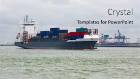  Presentation with waterways - Cool new presentation theme with container ship on the waterways of rotterdam backdrop and a light gray colored foreground