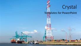  Presentation with container terminal - Presentation design consisting of container terminal - all recognizable logo background and a light blue colored foreground