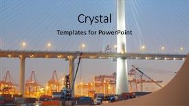  Presentation with container terminal - Cool new presentation with container terminal and stonecutter bridge in hong kong backdrop and a light blue colored foreground