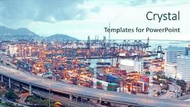  Presentation with container terminal - Amazing presentation theme having ocean containers - container terminal and stonecutter bridge backdrop and a cool aqua colored foreground