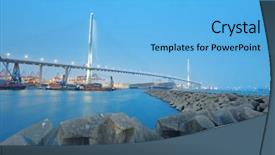  Presentation with container terminal - Colorful presentation enhanced with sky with giants cumulonimbus clouds and silhouette of the tuscan coastline backdrop and a gray colored foreground