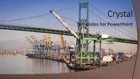  Presentation with ship - Cool new PPT layouts with busy san pedro ship yard backdrop and a teal colored foreground