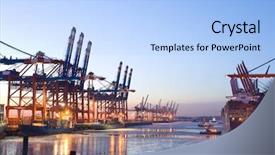  Presentation with sea port - Amazing slides having sea trade - cargo port backdrop and a light blue colored foreground