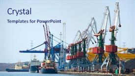  Presentation with terminal - Beautiful PPT theme featuring cargo terminal at russian port backdrop and a sky blue colored foreground